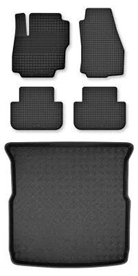 Productafbeelding van Rubberen automatten + kofferbakmat voor Ford S-MAX MK1 2006-2012 – 5-delig, zwart, op maat – Wielganizator Semi-Universal