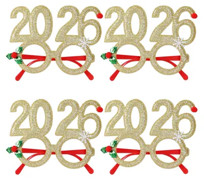 Produktbild von 4er-Set Haarbänder mit Schneeflocken-Dekor, funkelnder Zahl 2026, Haarreifen, Brillen, festliches Weihnachts-Party-Accessoire