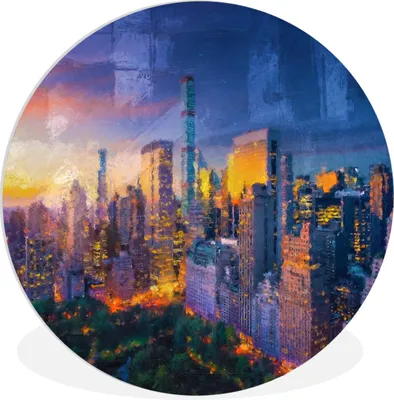 Produktbild von MuchoWow® - Wand-Kreis - Wohnzimmer - Bild - Runde - Wanddeko - Dibond - Kunstdrucke
