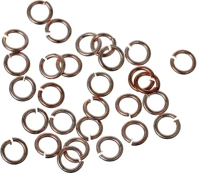 Image de 50 pièces de connecteurs en forme de cercle, couleur rose or, de 5 mm de diamètre, ouverts, en alliage de fer