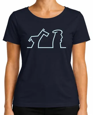 Imagen del producto de Camiseta para mujer, diseño "La Linea Balum Osvaldo Strichmännchen Esel Cartoon Kult", color azul marino, talla M