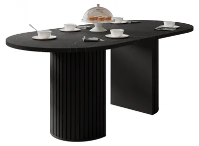 Produktbild von MIRJAN24 Tisch Wotkon, Esszimmer Tisch (Farbe: Schwarz / Marmor Schwarz)