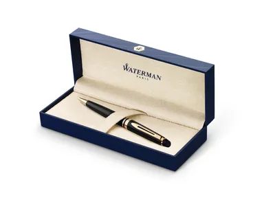 Produktbild von Waterman Expert Kugelschreiber | Hochglänzend Schwarz mit Zierteile aus 23 K Gold | Mittlere Spitze | Blaue Tinte | Geschenkbox