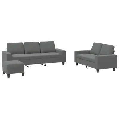 Image de vidaXL Ensemble de canapés 3 pièces gris foncé Tissu
