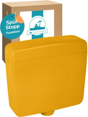 Produktbild von Calmwaters® Spülkasten Curry mit Spül-Stopp-Funktion, 6-9 Liter Spülmenge, Aufputzspülkasten WC schmal, flacher Spülkasten Elements, Aufputz-Montage, Start-Stopp-Taste, Curry-Gelb, 29HB2729