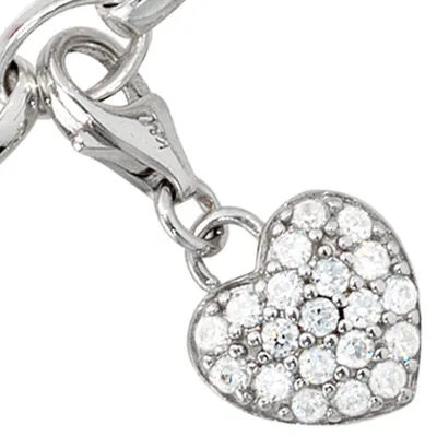 Produktbild von Anhänger Einhänger Charm Herz Zirkonia 925 Silber Silbereinhänger Dangle