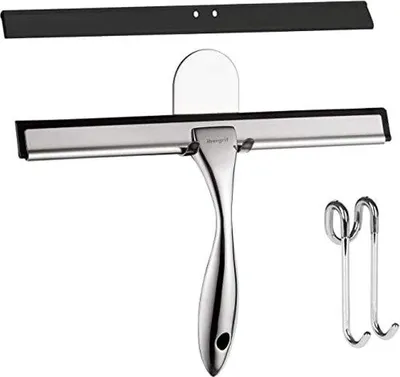 Produktbild von Famanu Duschabzieher mit Halter - Edelstahl, Wandmontage ohne Bohren