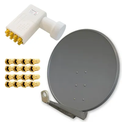 Produktbild von PremiumX DELUXE100 Alu 100cm Digital SAT Schüssel Anthrazit LNB Octo Weiß 16x F-Stecker