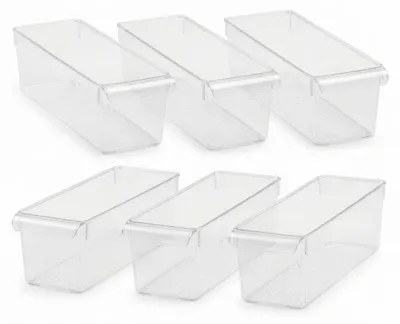 Immagine prodotto di Set 6 Organizer Frigo e Contenitori Salvaspazio Hemax - 11x37x10 cm.Colore:Trasparente