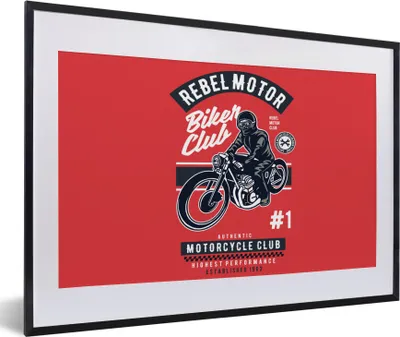 Produktbild von MuchoWow® MuchoWow® Gerahmtes Poster Motorrad - Mann - Retro - Zitat 60x40 cm - Poster mit zchwarzem Bilderrahmen - Schlafzimmer - Plakat in Rahmen - Drucken