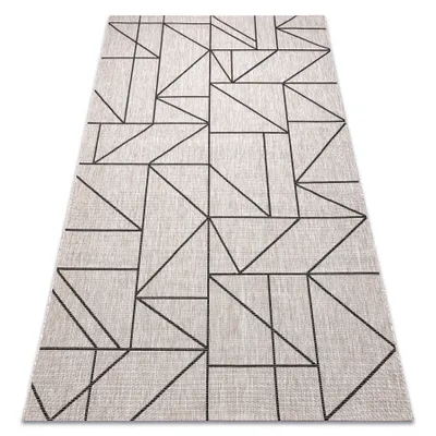 Immagine prodotto di TAPPETO DI SPAGO SIZAL FLOORLUX 20605 argento / nero / beige TRIANGOLI, GEOMETRICO  beige 80x150 cm