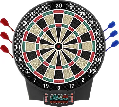 Produktbild von Elektronische Dartscheibe - E-Dartboard 39,3 cm - 43 Spiele & 320+ Variationen - Für bis zu 8 Spieler - LCD-Farbdisplay - 6 Softdarts mit Flights - 50 Ersatz-Softtip-Spitzen