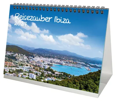 Produktbild von Reisezauber Ibiza DIN A5 Tischkalender für 2027 Eivissa Urlaub Strand Meer Mediterran Spanien - Seelenzauber