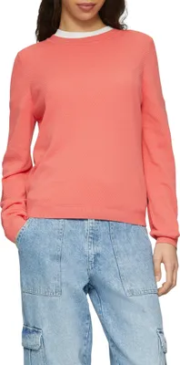 Image de Pull s.Oliver en maille fine à col rond et motif texturé, en mélange de viscose extensible