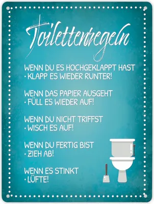 Produktbild von Metallschild XL mit Spruch: Toilettenregeln Schild Blechschild Aluminiumschild