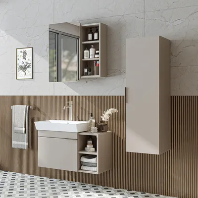 Produktbild von Roomart LYCIA-82 Badmöbel-Set 4-teilig 82 cm breit, Beige