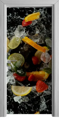 Produktbild von Tür Selbstklebende 90x210 cm Türfolie Türtapete Klebefolie - Farbige Früchte