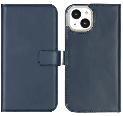 Imagen del producto de Funda de Cuero Auténtico tipo Libro para Apple iPhone 14 - Azul
