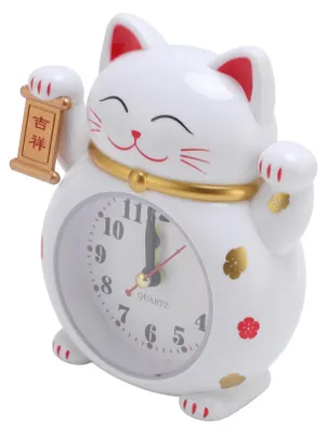 Zdjęcie produktu dla Zegar Lucky Cat Dokładny plastikowy budzik Cute Cartoon Good Lucky Cat dla domu Biały YF2025B