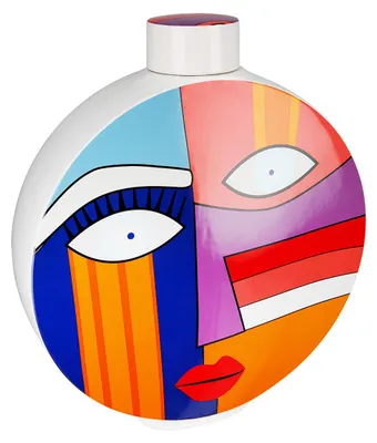 Produktbild von GILDE runde Deckelvase D.29cm Grafic Face , 32629