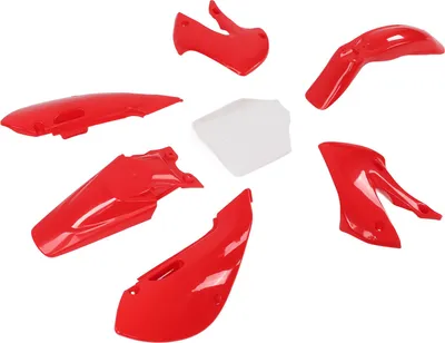 Zdjęcie produktu dla 7-częściowy zestaw plastikowych owiewek do motocykli dirtowych, zestaw karoserii, akcesoria motocyklowe, zamiennik do KLX110 KX65Red