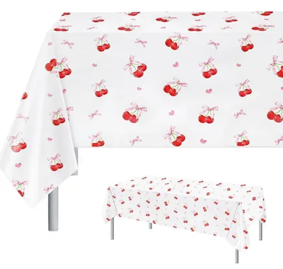 Productafbeelding van Tafelkleed met kersenmotief, roze, kunststof, 137 x 274 cm, rechthoekig, 1 stuk