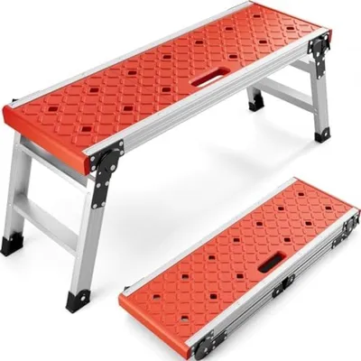 Productafbeelding van PromoHome® Opklapbare werkplatform – Draagbare steigertrap met veiligheidsslot – Maximaal draagvermogen: 150 kg