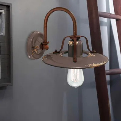 Zdjęcie produktu dla Vintage Country Iron And Ceramic Applique Dove Grey 1 Light E27 25Cm