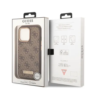 Obrázok produktu pre Guess, Puzdro MagsafePolyuretán4G s kovovou doskou Apple iPhone 13 Pro, hnedé