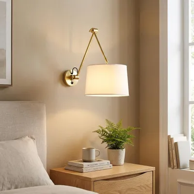 Zdjęcie produktu dla Ścienna lampa LED z przegubem, gwint E27, kolor złoty