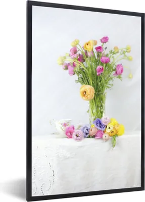 Produktbild von MuchoWow® MuchoWow® Gerahmtes Poster Stillleben - Farben - Blumen 40x60 cm - Poster mit zchwarzem Bilderrahmen - Papierdruck - Wandbilder