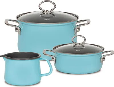 Obrázek produktu pro Riess Startovací sada nádobí Nouvelle 3-dílná smaltovaná Crystal Blue