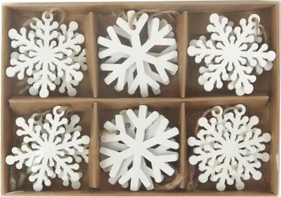 Produktbild von TrendLine Set aus 18 Holzschneeflocken zum Aufhängen 4,5 cm