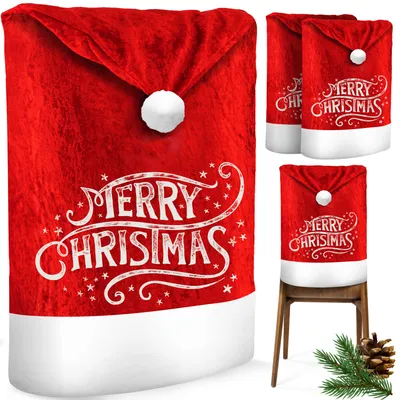 Immagine prodotto di Set di copri-sedia natalizi KESSER® Premium. Copri-sedie per Natale, con motivo del Babbo Natale. Copertura per sedia, ideale per decorare le sedie durante le festività natalizie. Copri-sedie con design natalizio