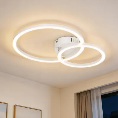 Produktbild von ZMH LED Deckenleuchte Weiß Küchenlampe 3000K Deckenlampe Warmweiß Wohnzimmerlampe Schlafzimmerlampe 2 Ringe Deckenbeleuchtung für Flur 40cm