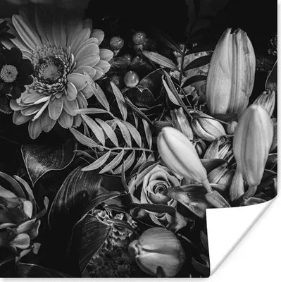 Produktbild von MuchoWow® Poster Blumenstrauß - Stilleben - Blumen - Pflanzen - Rot 75x75 cm - Wand Dekoration