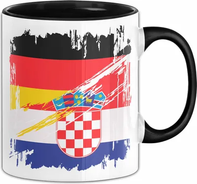 Produktbild von Kroatien Deutschland Flagge Halb Deutscher Halb Kroate Fußball Germany 2024 Europa Croatia (Schwarz)