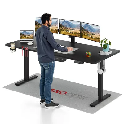 Produktbild von SANODESK QS1 Höhenverstellbarer Schreibtisch 200x80cm elektrisch 4 Memory-Funktion Antikollisionsschutz 70 kg Tragkraft Haken Kabelmanagement(Schwarz)