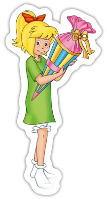 Produktbild von Spreadshirt Bibi Blocksberg Mit Zuckertüte Sticker Aufkleber, 10 x 10 cm, Weiß glänzend