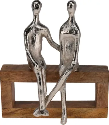 Immagine prodotto di Statuetta decorativa Coppia 15x4x18 cm, legno/argento
