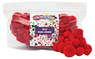 Productafbeelding van Colorations - Pompons, rood, 100 stuks.