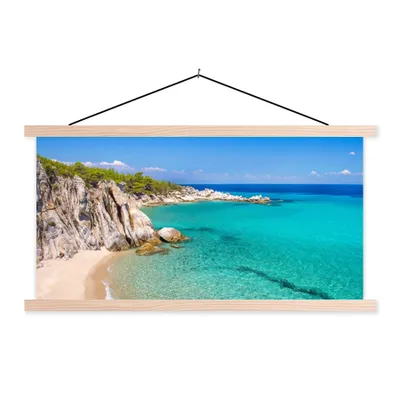 Produktbild von MuchoWow® Textilposter Meer - Strand - Sommer 60x30 cm mit holzfarbenen Rahmen - Dekoration