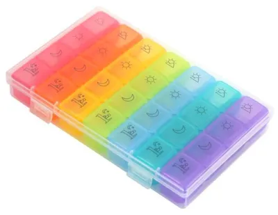 Image de Boîte à comprimés pour 7 jours, petite, ronde, transparente, sans BPA, idéale pour les déplacements, 17,5 cm