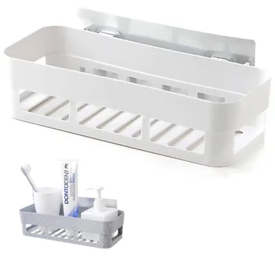 Produktbild von Duschablage ohne Bohren Kunststoff Weiß Wandmontage Selbstklebend