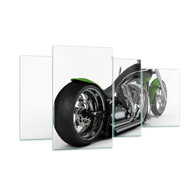 Produktbild von Bilder auf glas - Motorrad Chrom Schlauch Reise - 120x70cm - Glasbilder - Wandbilder - Kunstdruck - zum Aufhängen bereit - Wanddekoration aus Glas - Glas Bilder - Wandbild auf Glas - GDL120x70-1548