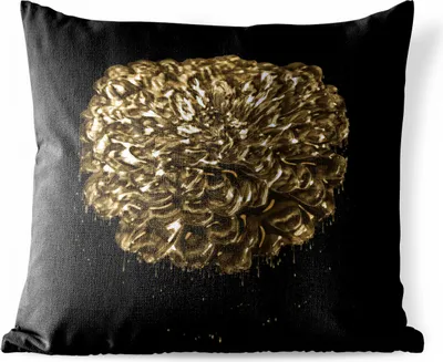 Produktbild von MuchoWow® Outdoor Kissen - Blumen - Blätter - Gold - 40x40 cm - Wetterfest - Lounge Kissen - Kopfkissen - Interieur - Polster mit Bild