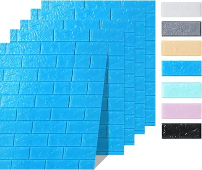 Produktbild von HOOZ 5x Wandpaneele in 3D-Ziegelsteinoptik 77x70x0,5 cm selbstklebend - blau