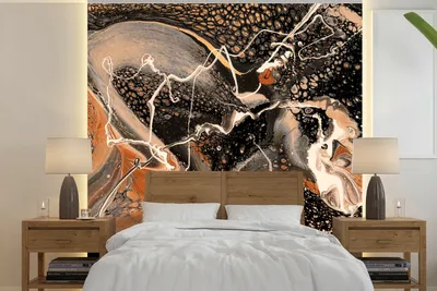 Produktbild von MuchoWow® Fototapete für Wohnzimmer oder Schlafzimmer Wandtapete Vinyl Motivtapete Acrylfarbe - Rot - Muster - 240x240 cm - Schlafzimmer-Tapete