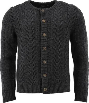 Produktbild von Trachten Wolljanker Strickjacke Zopfmuster aus Wolle, Größe:60/4XL, Farbe:Anthrazit