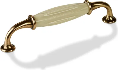 Produktbild von SOTECH Porzellangriff META Möbelgriff Porzellan Cremeweiß-Messing Antik Finish BA 128 mm